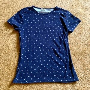 Blue slim floral T